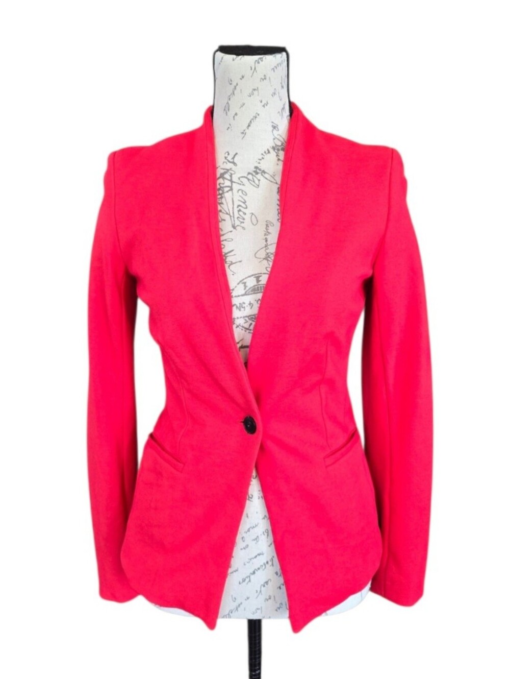 Dalia Tailored Red Single Breasted Button Blazer Jacket XS